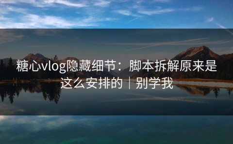 糖心vlog隐藏细节：脚本拆解原来是这么安排的｜别学我