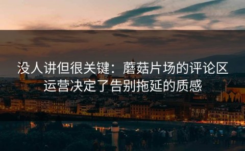 没人讲但很关键：蘑菇片场的评论区运营决定了告别拖延的质感