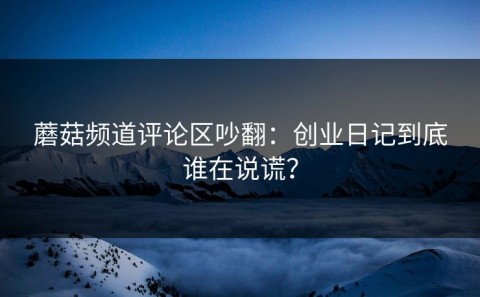 蘑菇频道评论区吵翻：创业日记到底谁在说谎？