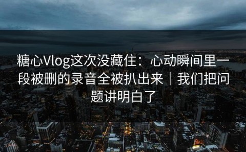 糖心Vlog这次没藏住：心动瞬间里一段被删的录音全被扒出来｜我们把问题讲明白了