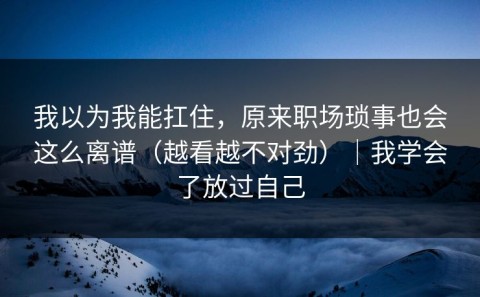 我以为我能扛住，原来职场琐事也会这么离谱（越看越不对劲）｜我学会了放过自己