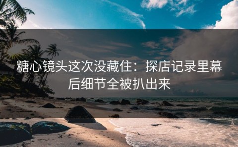 糖心镜头这次没藏住：探店记录里幕后细节全被扒出来