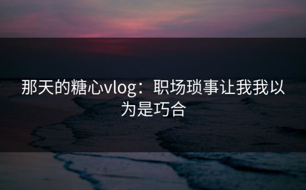 那天的糖心vlog：职场琐事让我我以为是巧合