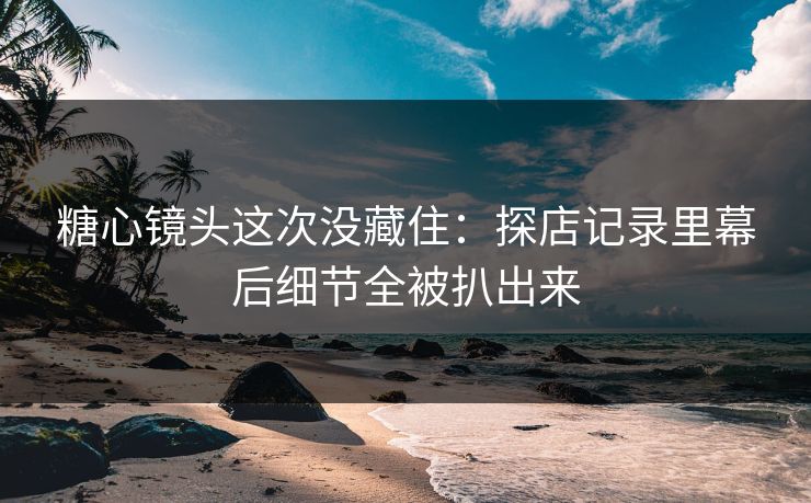 糖心镜头这次没藏住：探店记录里幕后细节全被扒出来