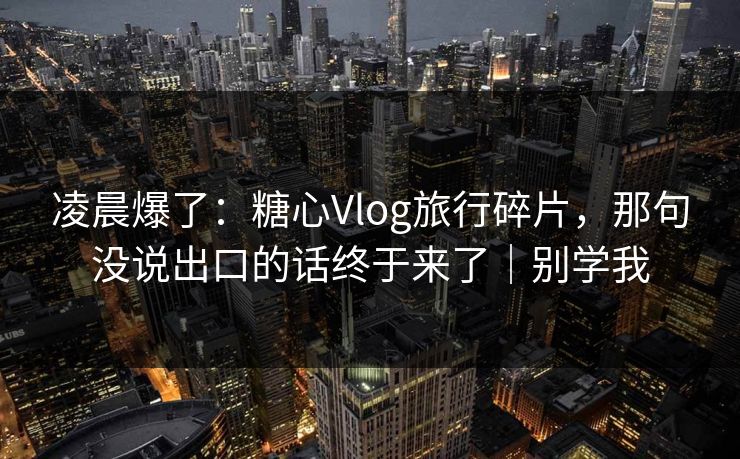 凌晨爆了：糖心Vlog旅行碎片，那句没说出口的话终于来了｜别学我
