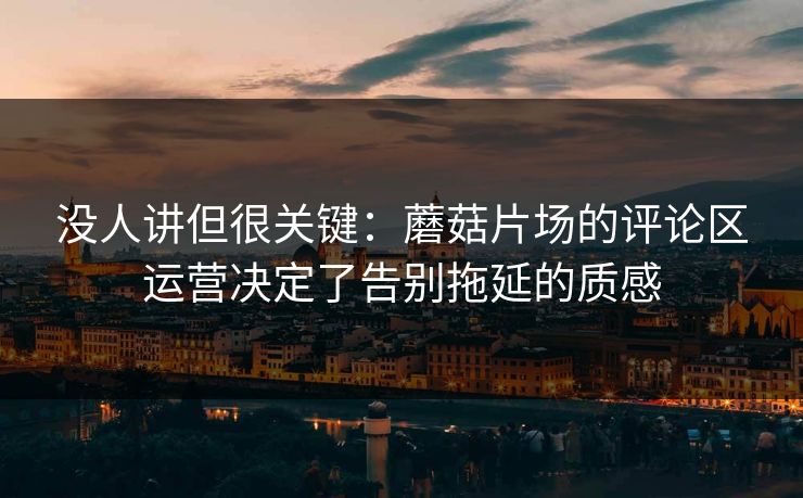 没人讲但很关键：蘑菇片场的评论区运营决定了告别拖延的质感