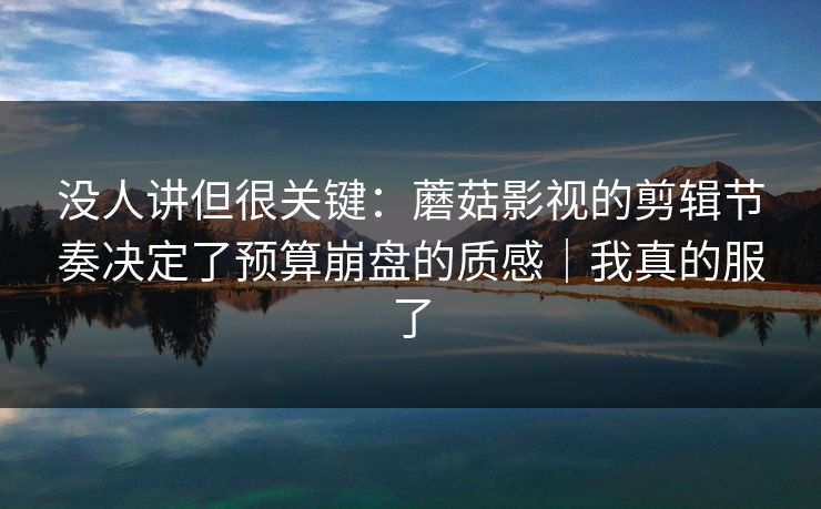 没人讲但很关键：蘑菇影视的剪辑节奏决定了预算崩盘的质感｜我真的服了