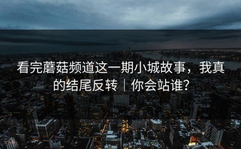 看完蘑菇频道这一期小城故事，我真的结尾反转｜你会站谁？