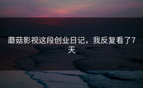 蘑菇影视这段创业日记，我反复看了7天