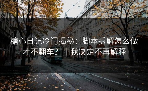 糖心日记冷门揭秘：脚本拆解怎么做才不翻车？｜我决定不再解释