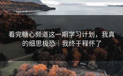 看完糖心频道这一期学习计划，我真的细思极恐｜我终于释怀了